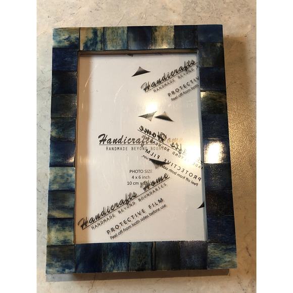 Vintage 2 Art Deco Frames Wood 5x7(4x6) Variegated Blues plexi Tiles Plex Glass - Picture 8 of 8